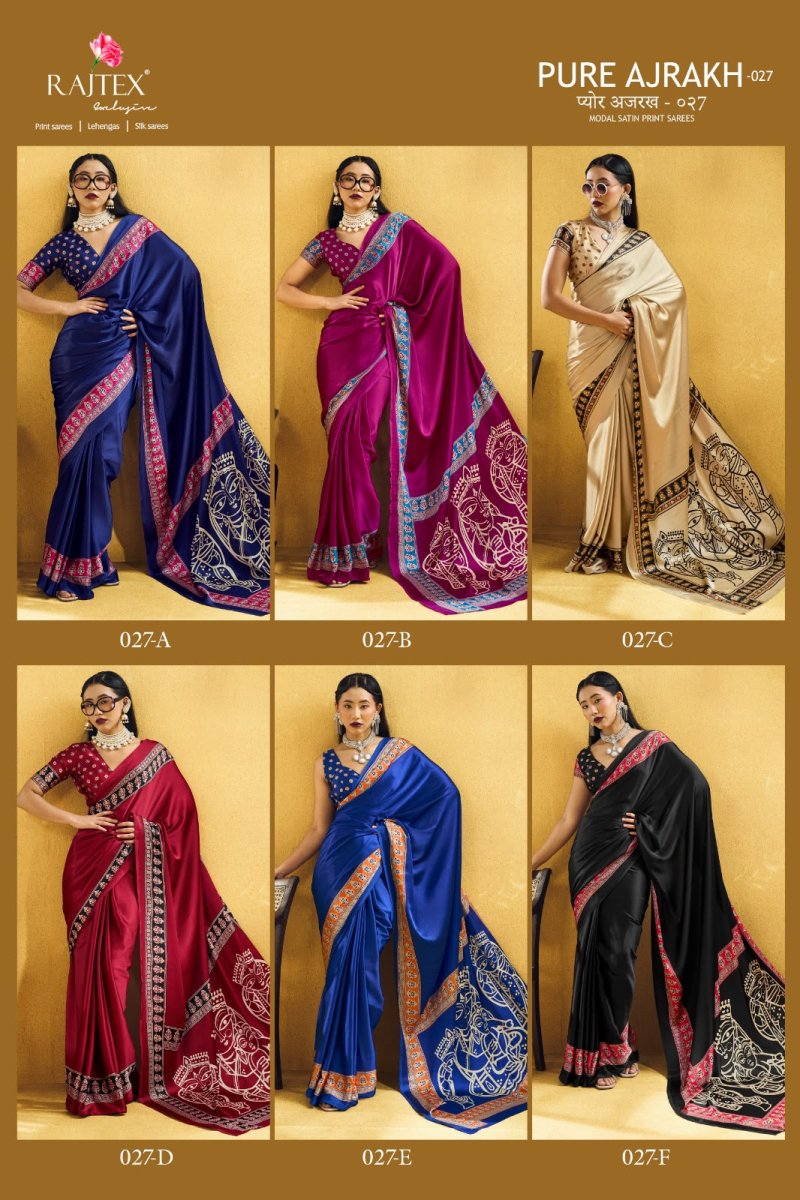 Pure Ajrakh 027 By Rajtex Modal Satin Ajrakh Print Saree